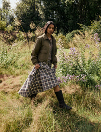 Brown Tartan High Waisted Skirt