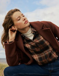 Navy and Brown Check Flannel Shirt