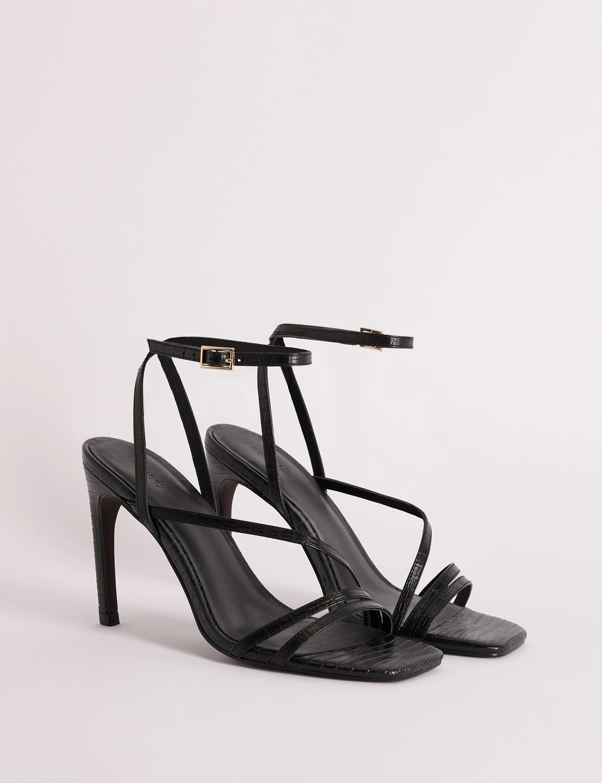 Black Leather Strappy Heel
