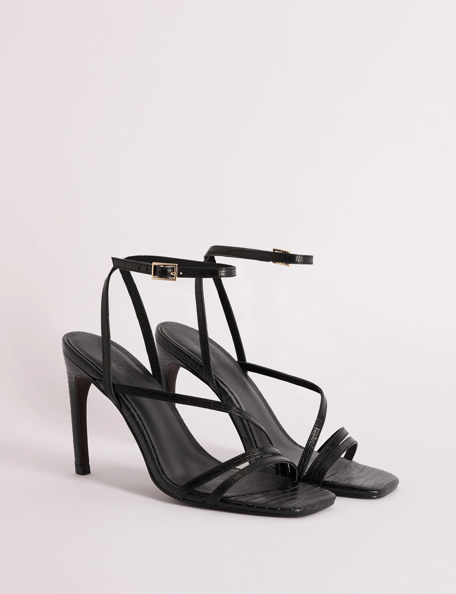 Black Leather Strappy Heel