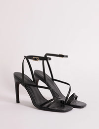 Black Leather Strappy Heel