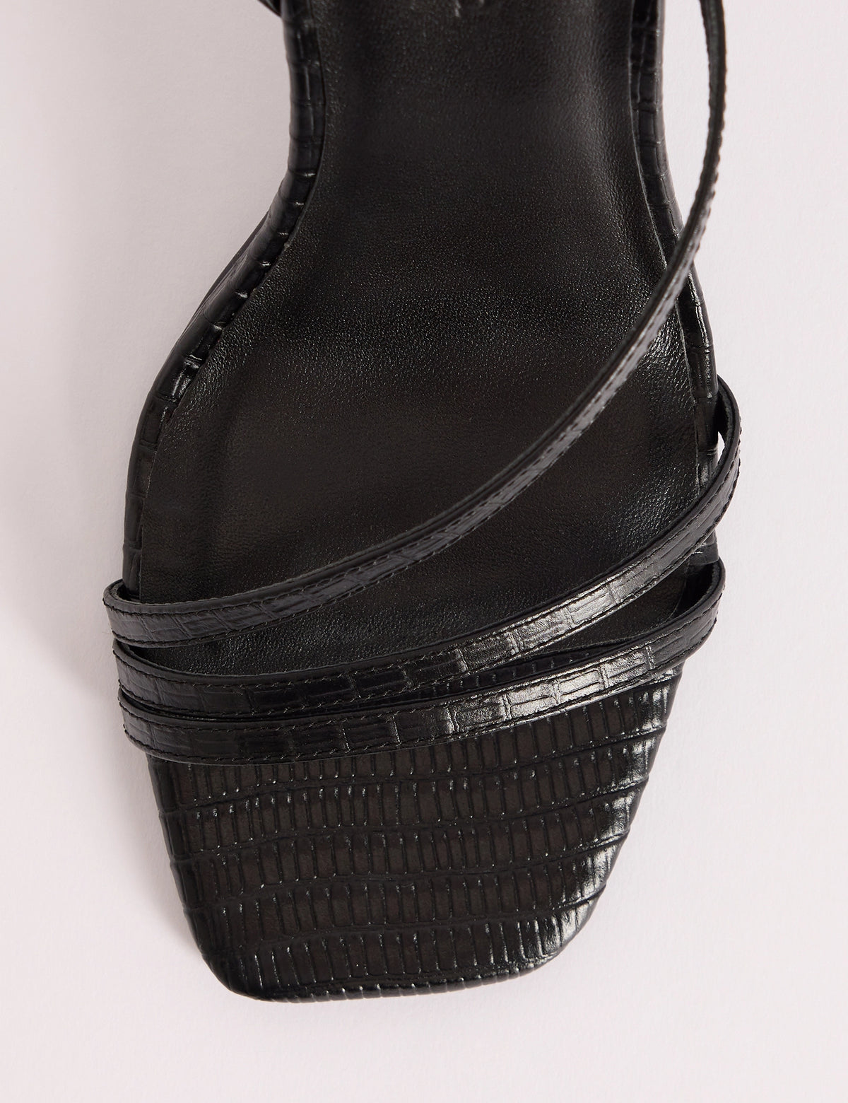 Black Leather Strappy Heel