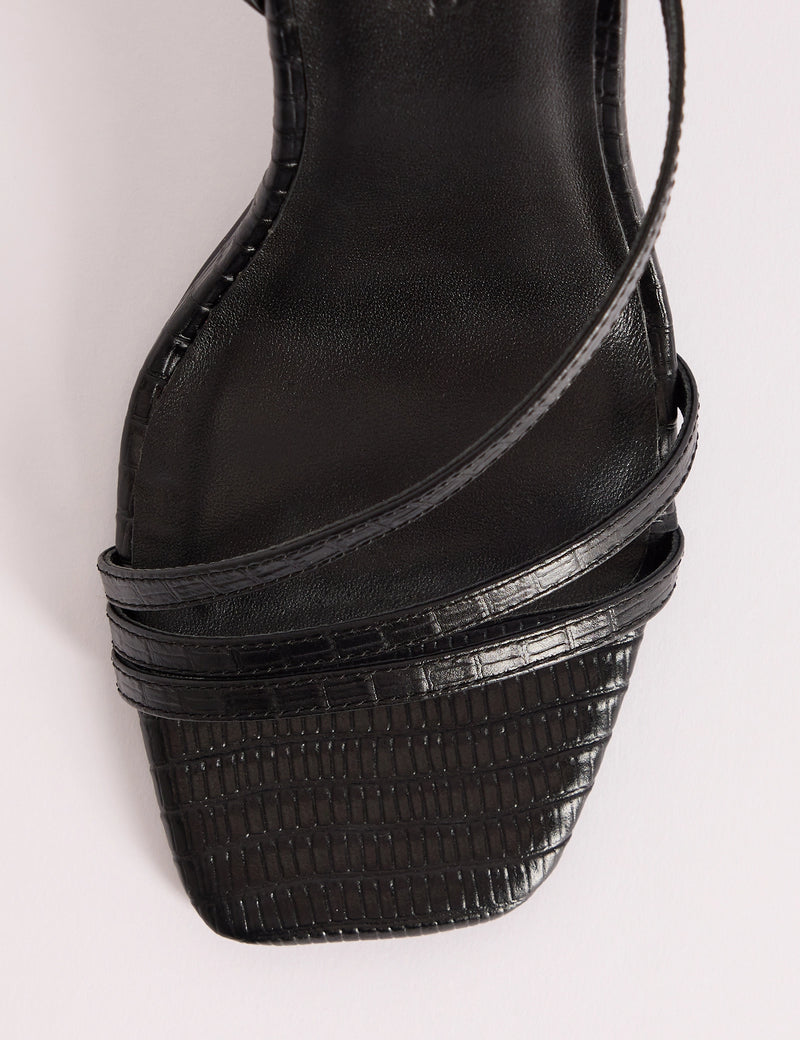 Black Leather Strappy Heel