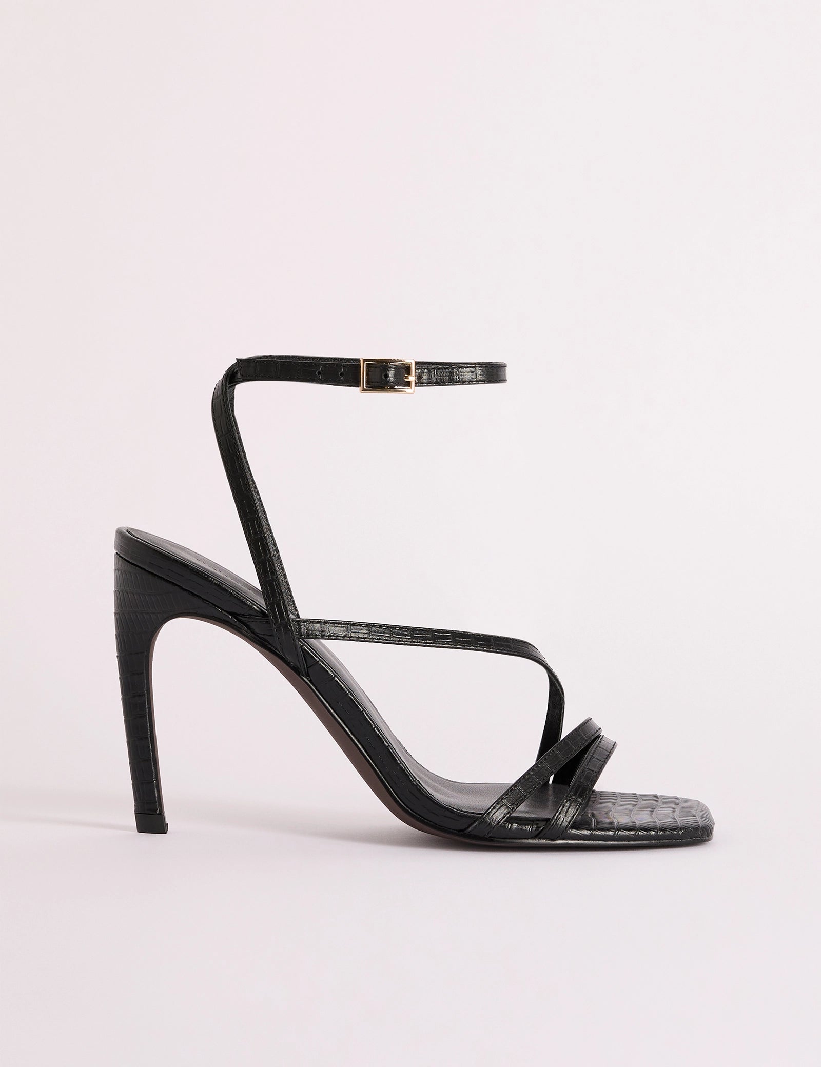 Black Leather Strappy Heel