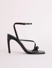 Black Leather Strappy Heel