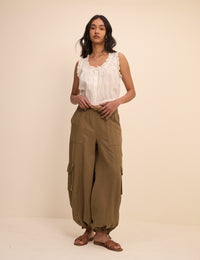 Khaki Utility Balloon Trousers