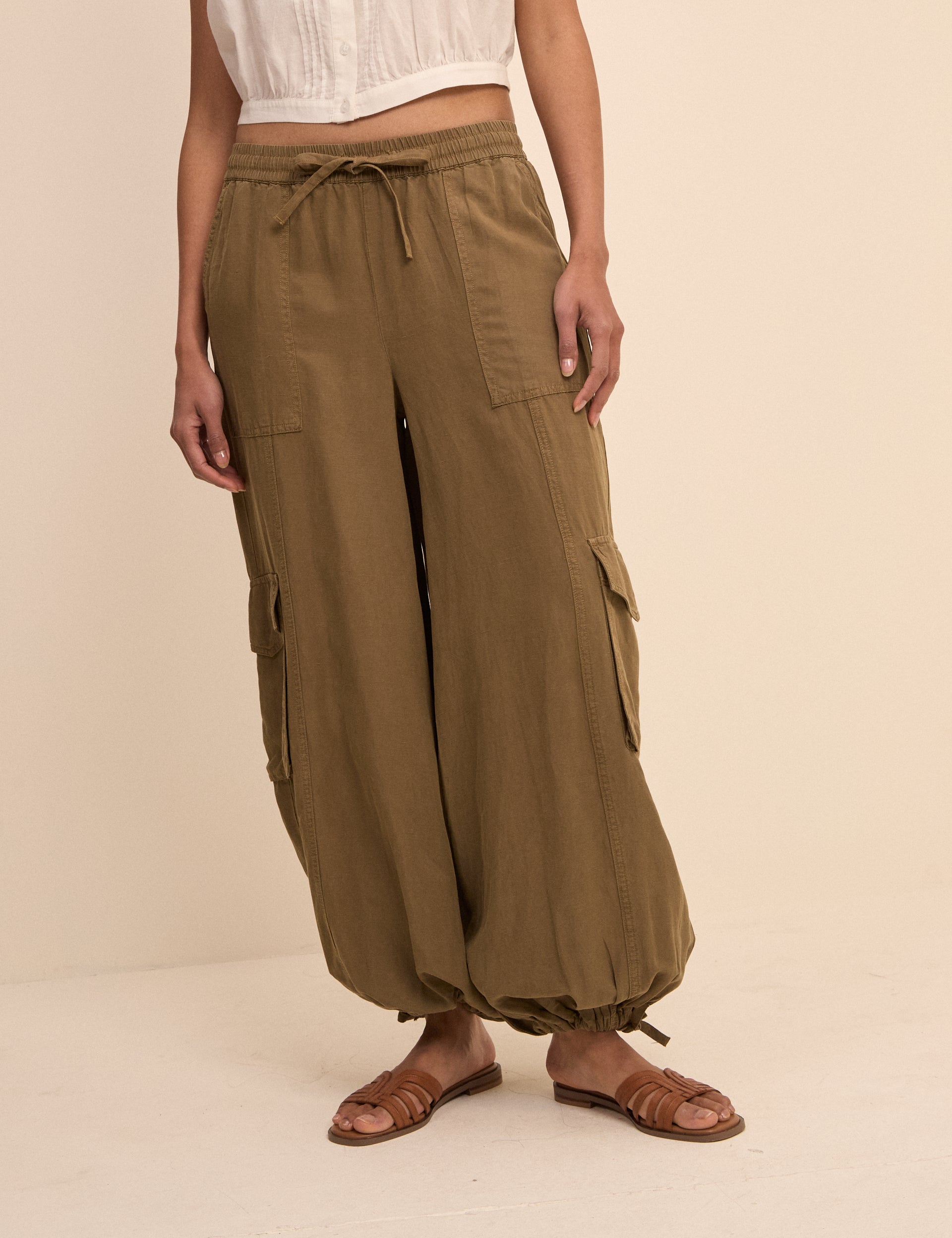 Khaki Utility Balloon Trousers