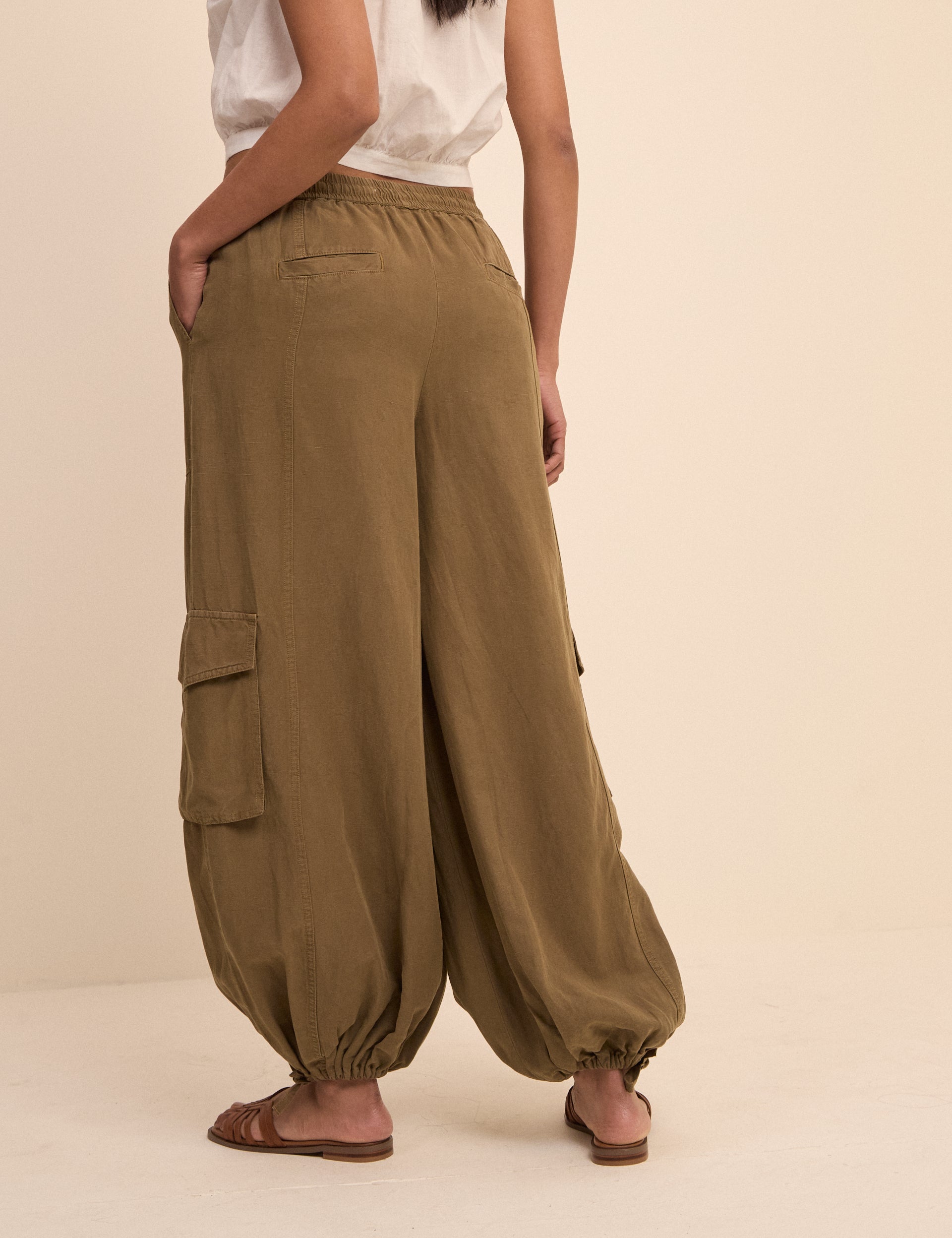 Khaki Utility Balloon Trousers
