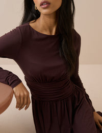 Plum Jersey Long Sleeve Ayla Midi Dress