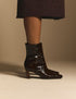 Brown Crocodile Print Leather Ottilie Ankle Boots