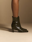 Deep Khaki Leather Ottilie Ankle Boot
