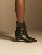 Deep Khaki Leather Ottilie Ankle Boot