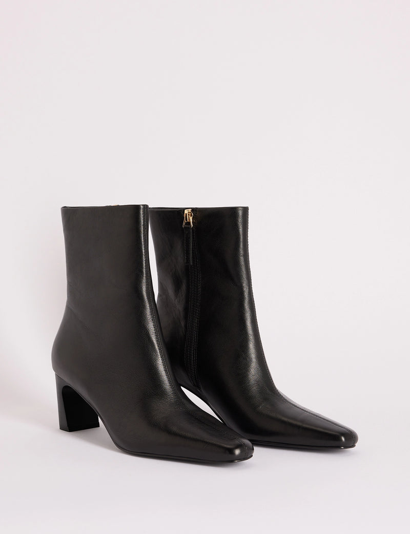 Black Leather Ottilie Ankle Boot