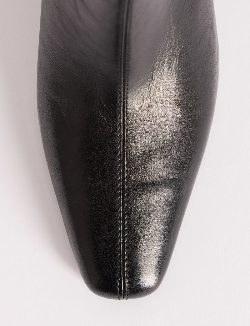 Black Leather Ottilie Ankle Boot