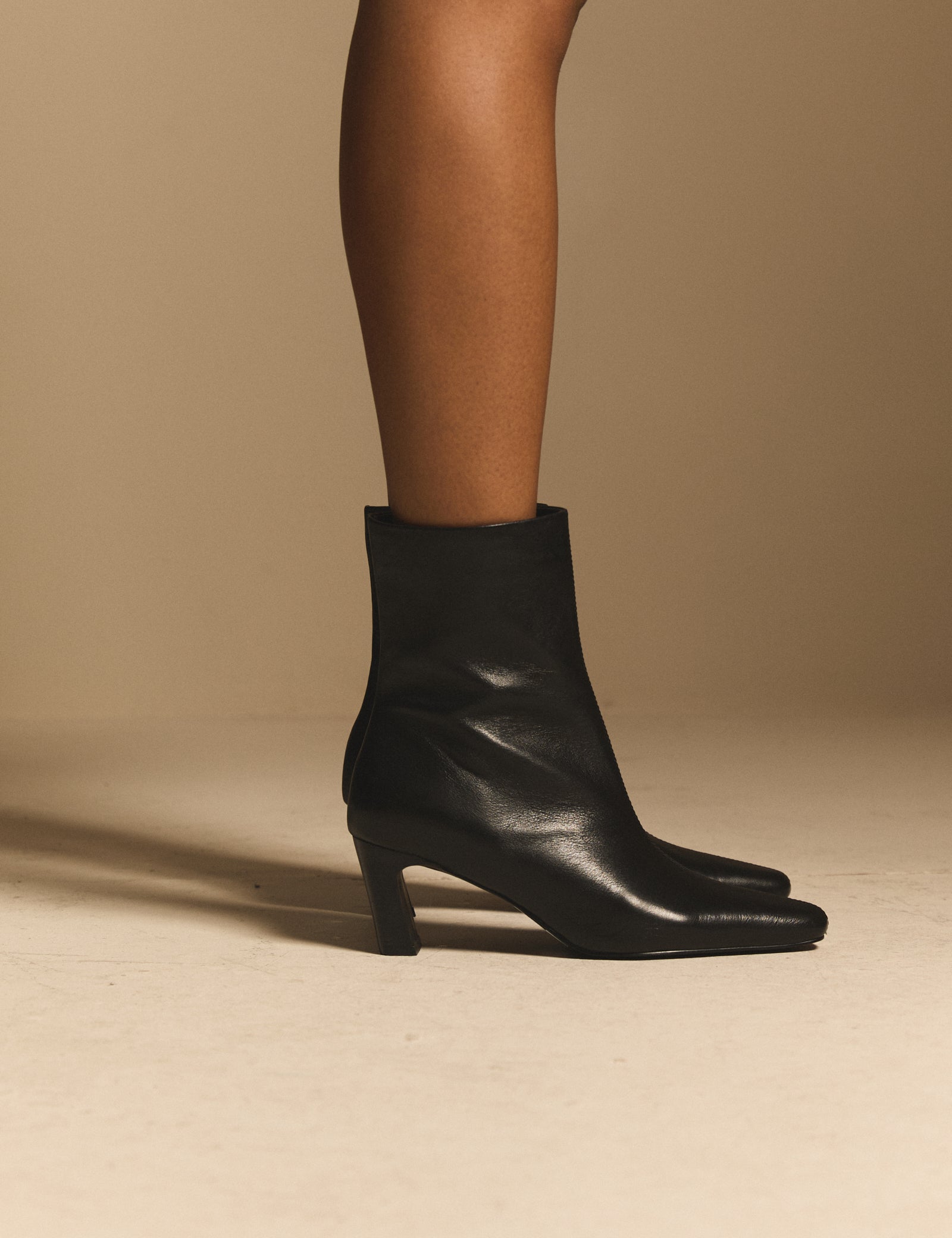 Black Leather Ottilie Ankle Boot