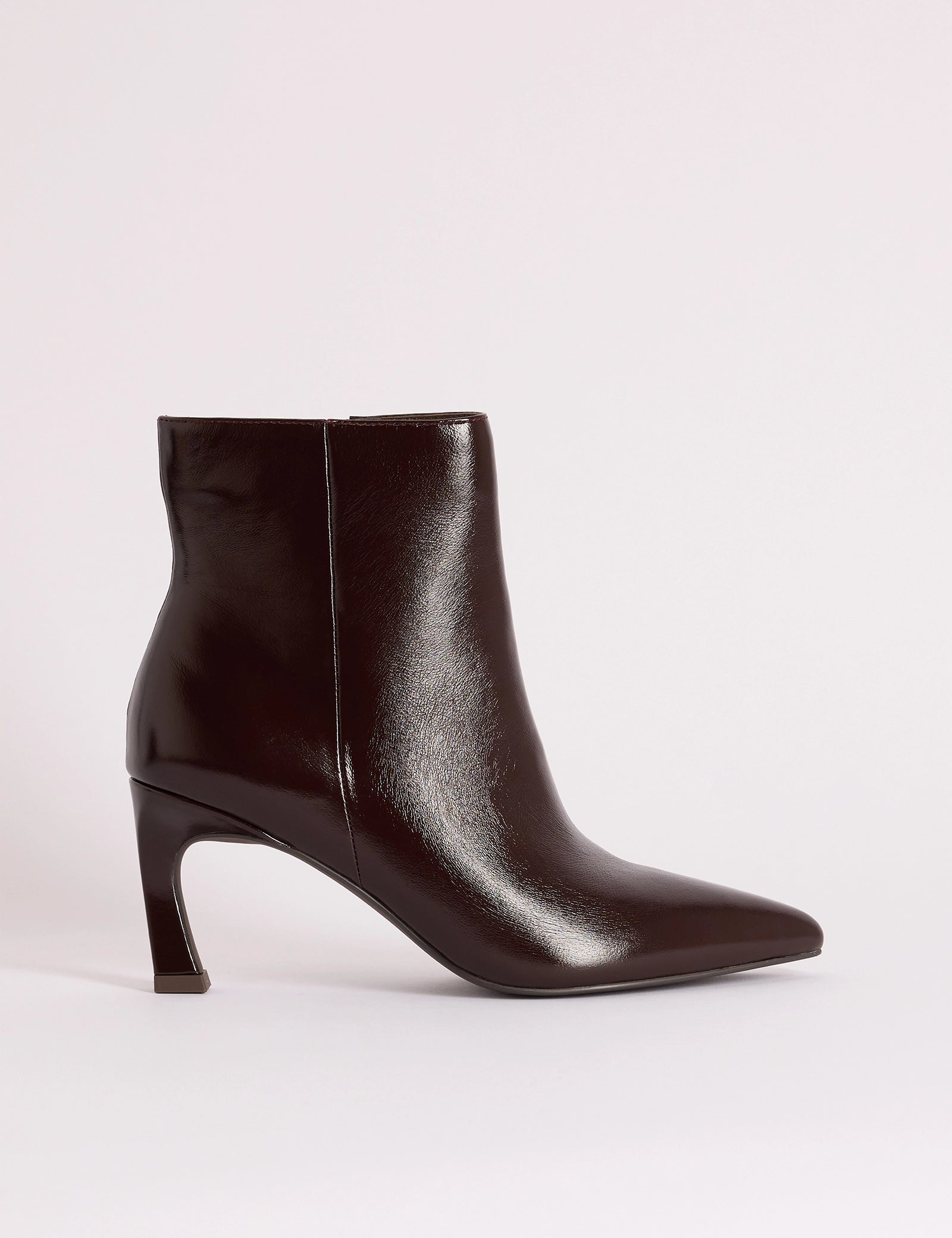 Mahogany Brown Leather Pointed Toe Ankle Boots