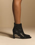 Black Leather Pointed Toe Ankle Boots