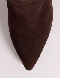 Brown Suede Knee High Heeled Boots