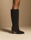 Brown Suede Knee High Heeled Boots