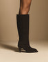 Brown Suede Knee High Heeled Boots