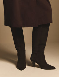 Brown Suede Knee High Heeled Boots