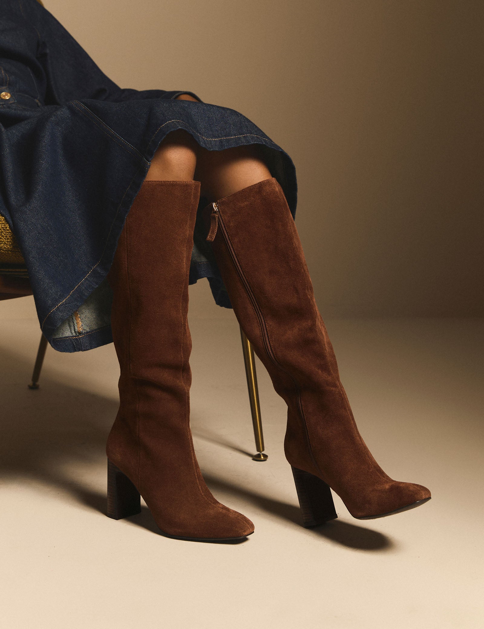 Tan Suede Knee High Boots