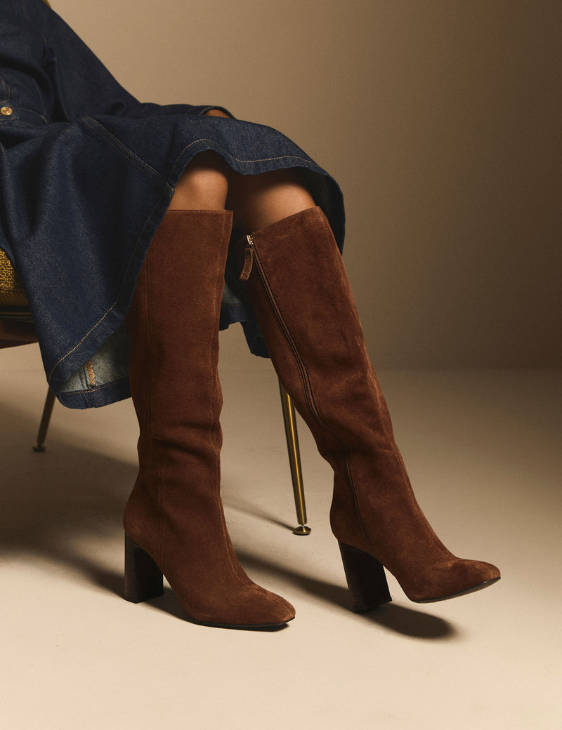 Tan Suede Knee High Boots