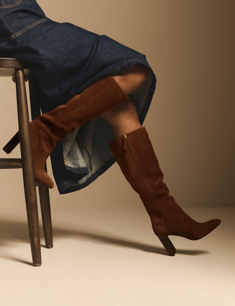 Tan Suede Knee High Boots