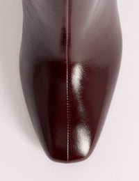 Burgundy Leather Knee High Heels