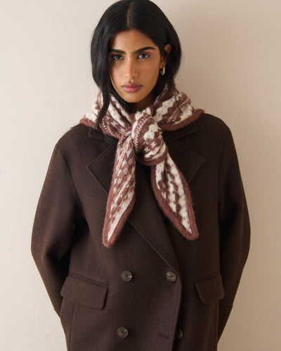 Brown and Cream Fair Isle Wool-Blend Large Triangle Scarf