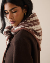 Brown and Cream Fair Isle Wool-Blend Large Triangle Scarf