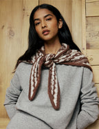 Brown Print Wool-Blend Triangle Scarf
