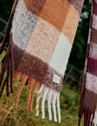 Orange and Blue Check Blanket Scarf