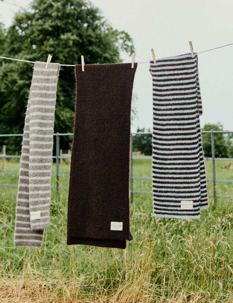 Taupe Stripe Skinny Scarf