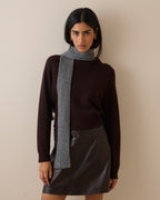 Grey Wool-Blend Skinny Scarf