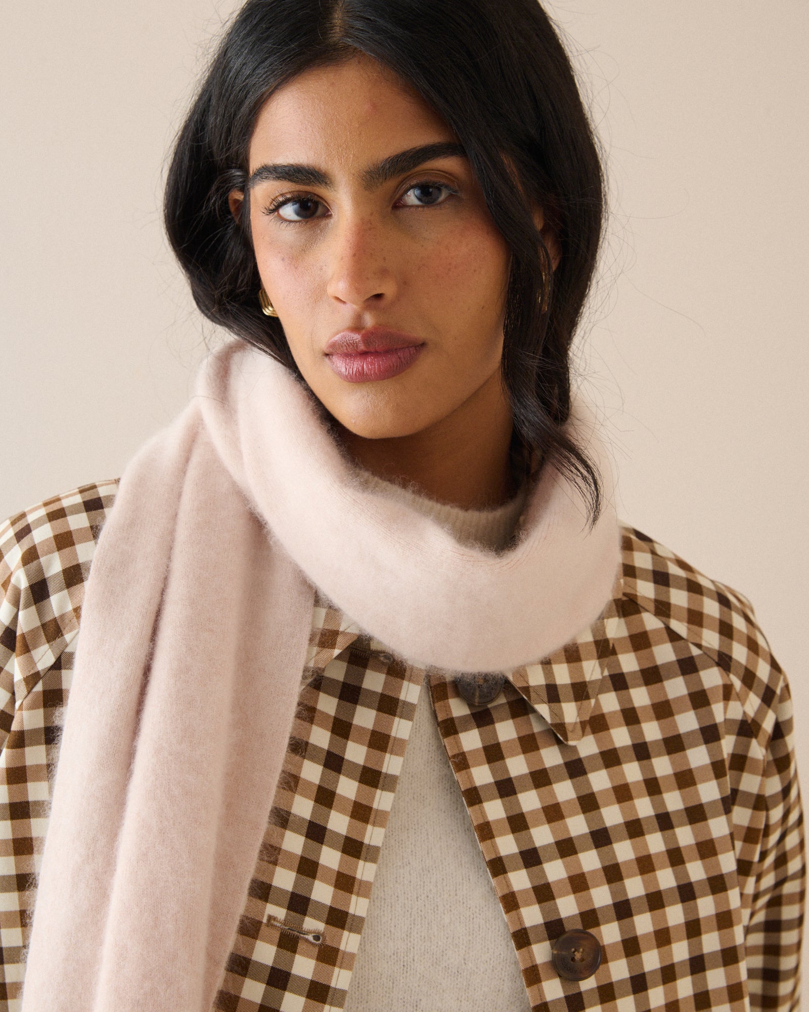 Blush Pink Brushed Wool Scarf
