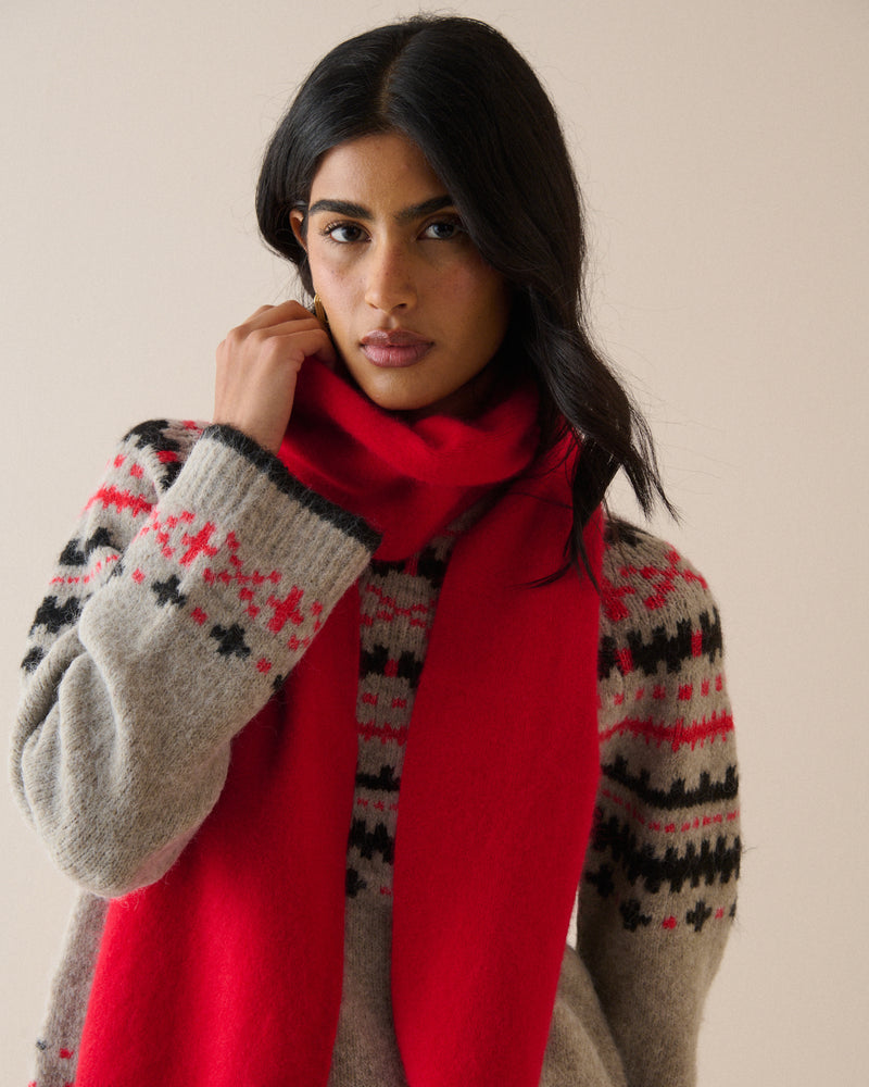 Red Brushed Wool Scarf