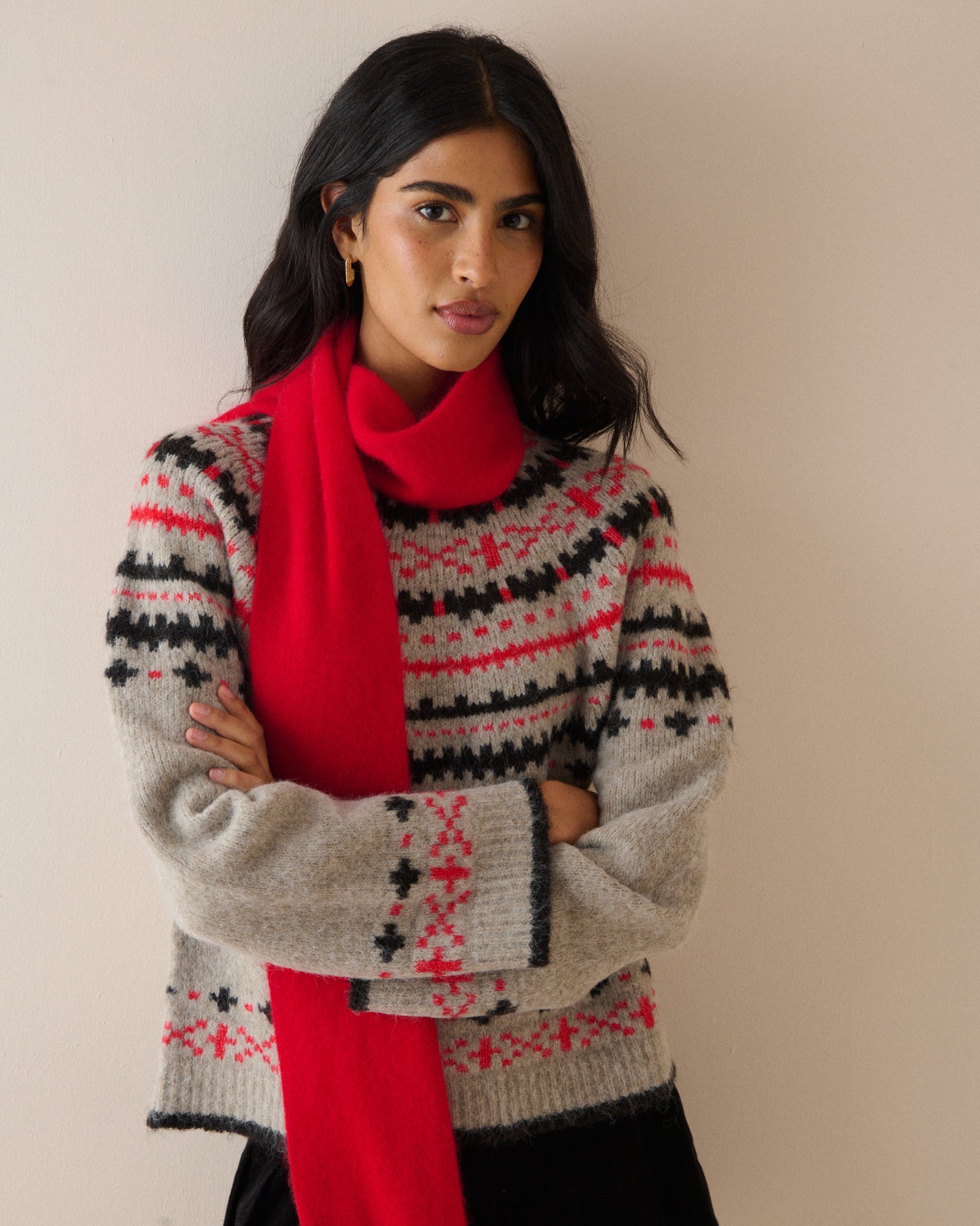 Red Brushed Wool Scarf