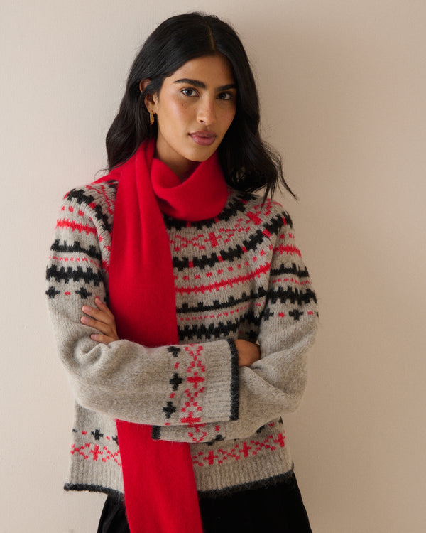 Red Brushed Wool Scarf