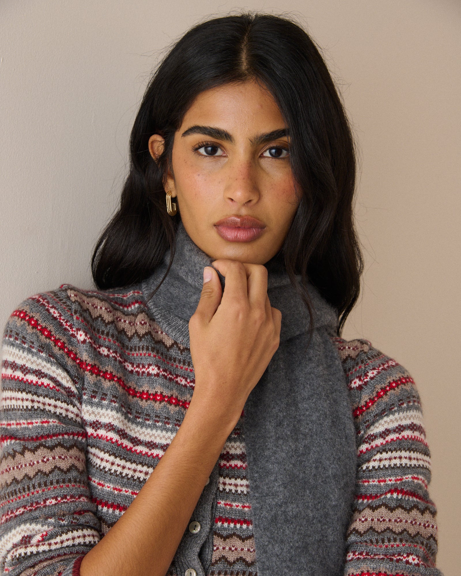 Grey Brushed Wool Scarf