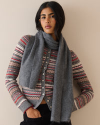 Grey Brushed Wool Scarf