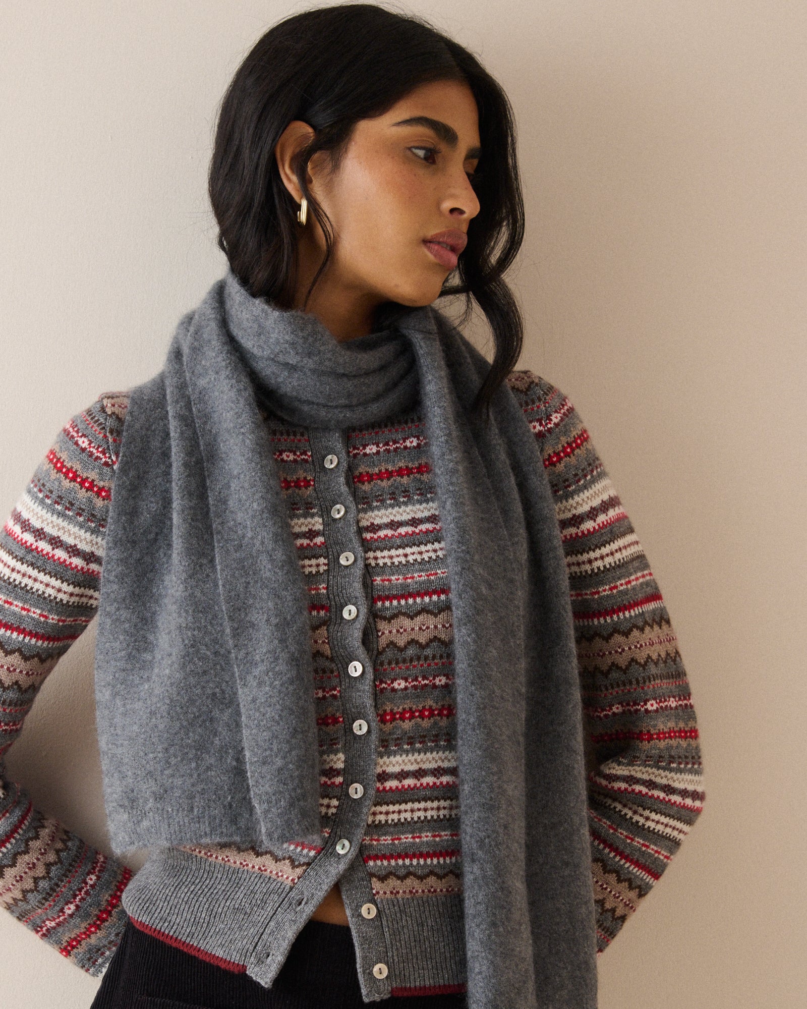 Grey Brushed Wool Scarf