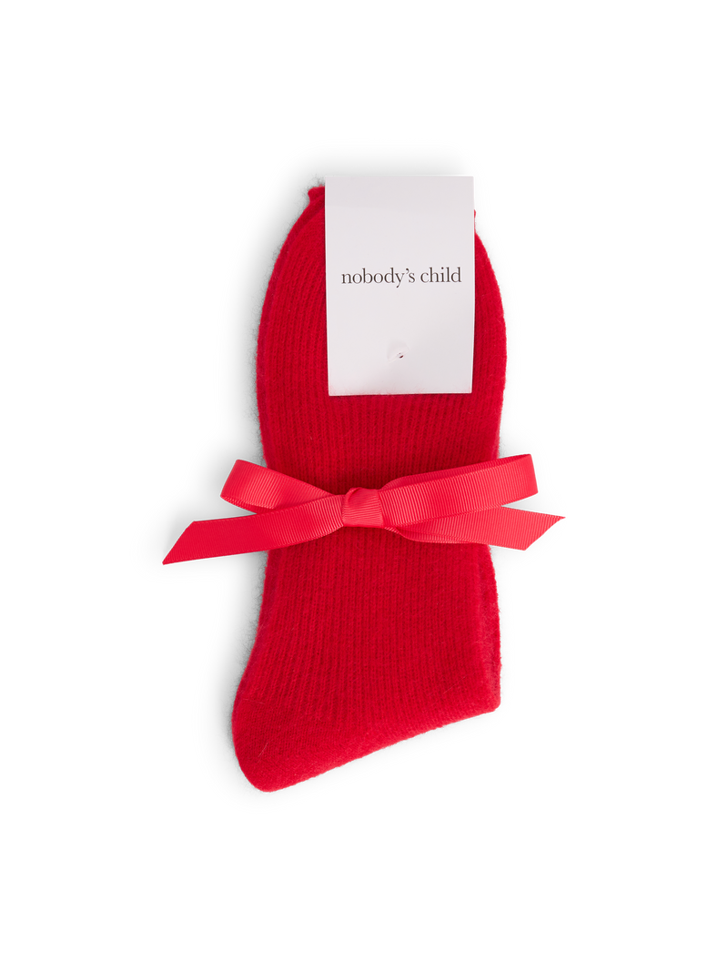 Red Ribbed Sock