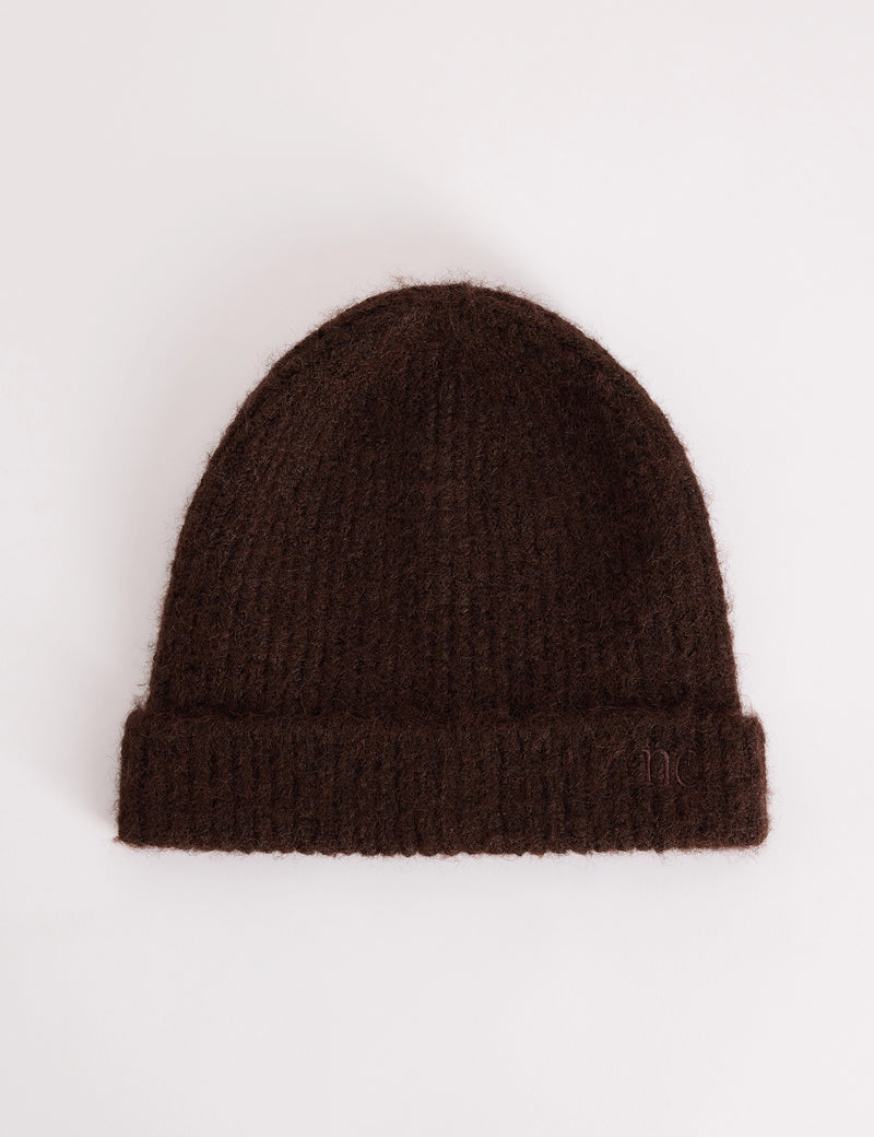Brown Ribbed Beanie