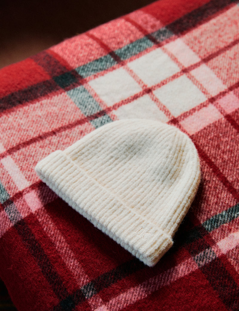 Cream Ribbed Beanie