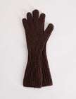 Brown Longline Wool-Blend Glove