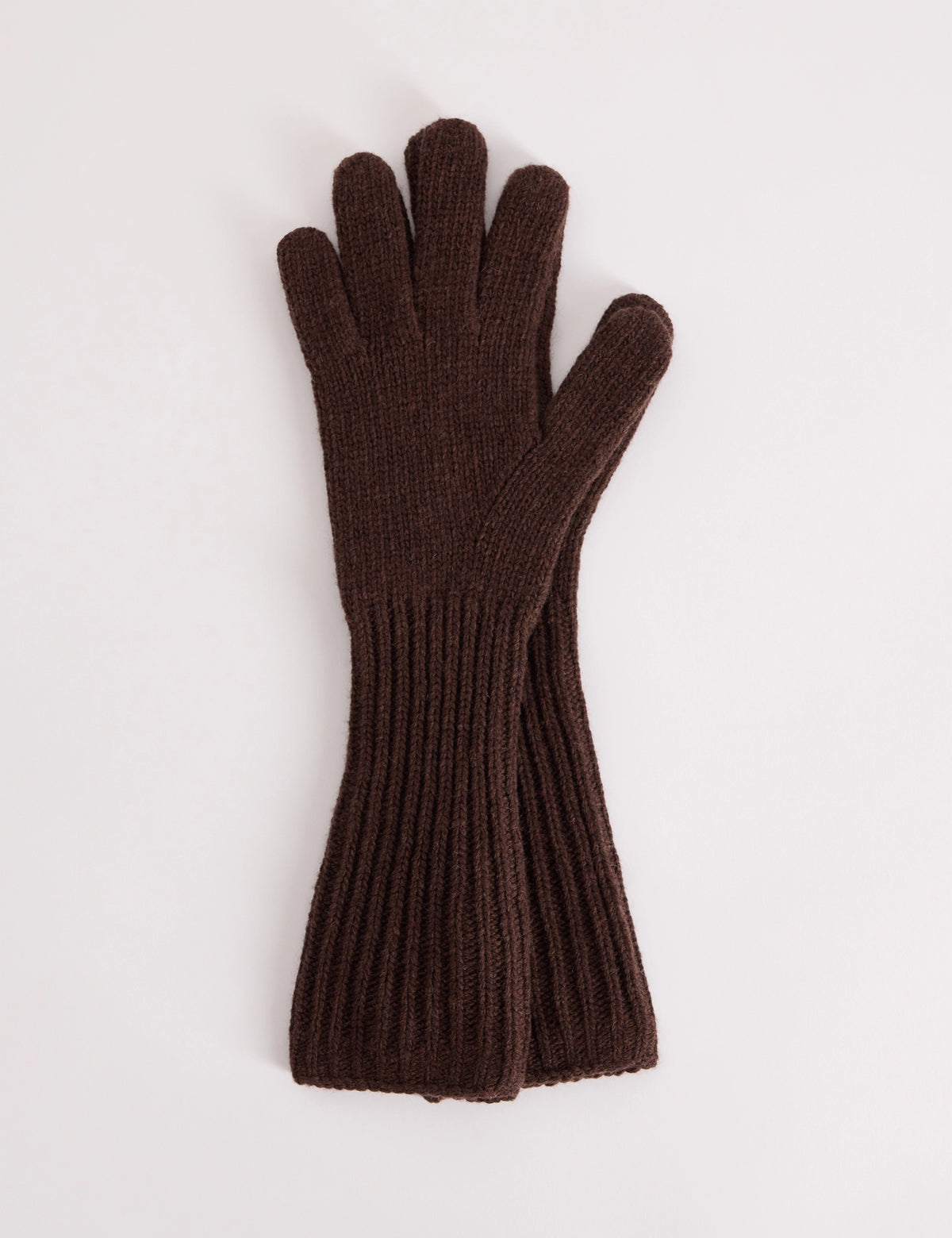 Brown Longline Wool-Blend Glove