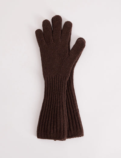 Brown Longline Wool-Blend Glove