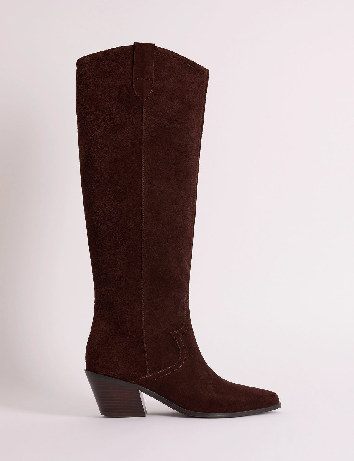 Brown Suede Knee High Western Boots