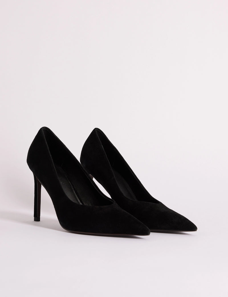 Black Suede Pointed Toe High Heels